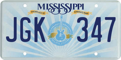 MS license plate JGK347