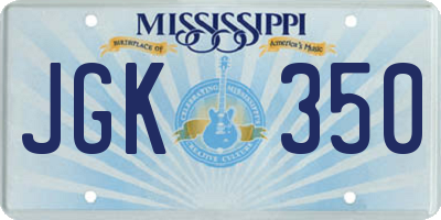 MS license plate JGK350