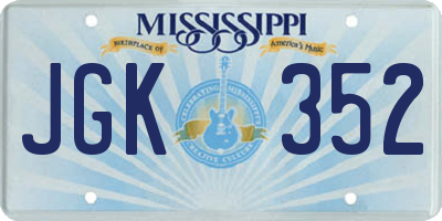 MS license plate JGK352