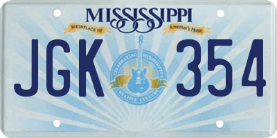 MS license plate JGK354
