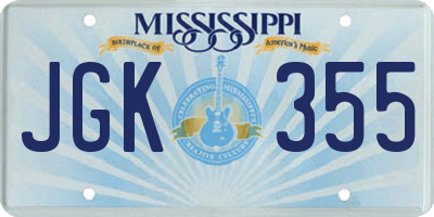 MS license plate JGK355