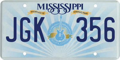 MS license plate JGK356