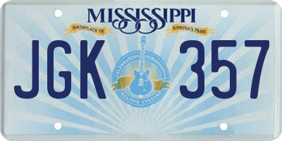 MS license plate JGK357