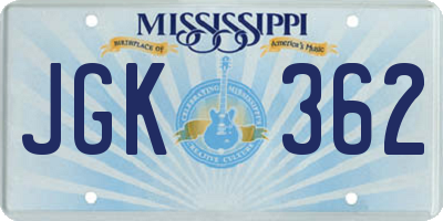 MS license plate JGK362