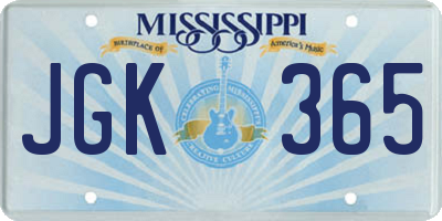 MS license plate JGK365