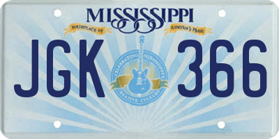 MS license plate JGK366
