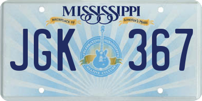 MS license plate JGK367