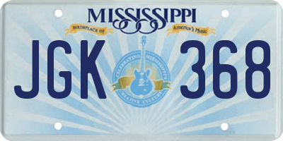 MS license plate JGK368
