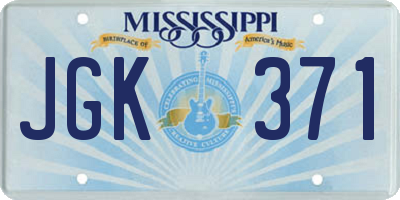 MS license plate JGK371