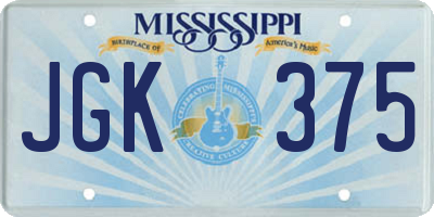 MS license plate JGK375