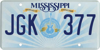 MS license plate JGK377