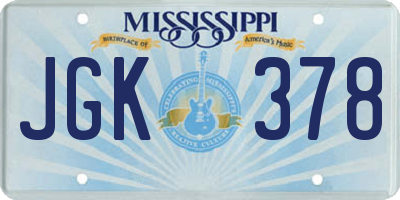 MS license plate JGK378