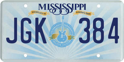 MS license plate JGK384