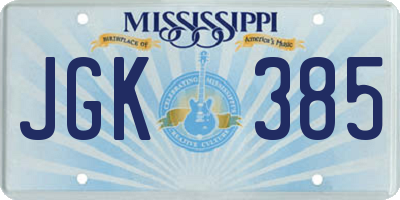 MS license plate JGK385