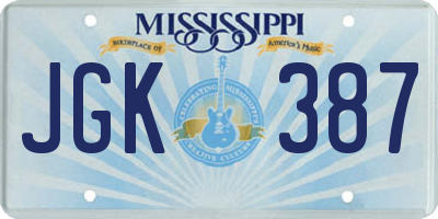 MS license plate JGK387