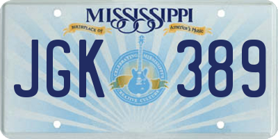 MS license plate JGK389