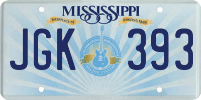 MS license plate JGK393