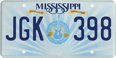 MS license plate JGK398