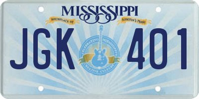 MS license plate JGK401
