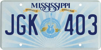 MS license plate JGK403