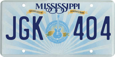 MS license plate JGK404