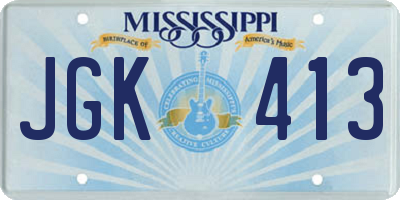 MS license plate JGK413