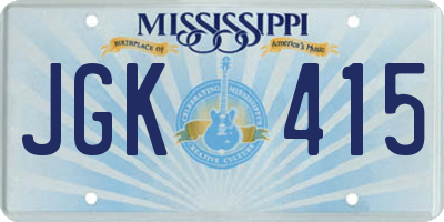MS license plate JGK415