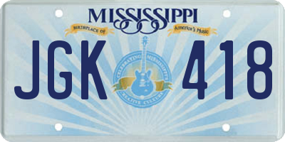 MS license plate JGK418