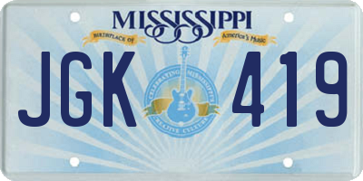 MS license plate JGK419