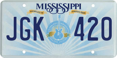 MS license plate JGK420