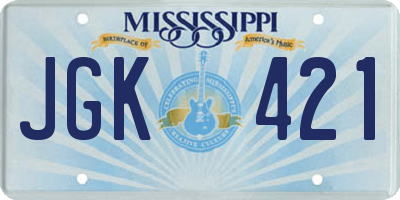 MS license plate JGK421