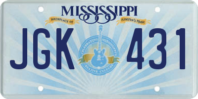 MS license plate JGK431
