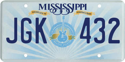 MS license plate JGK432