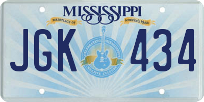 MS license plate JGK434