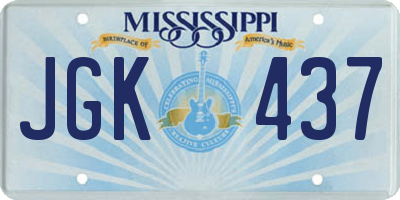 MS license plate JGK437