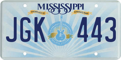 MS license plate JGK443