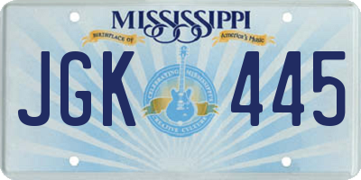 MS license plate JGK445