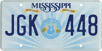 MS license plate JGK448