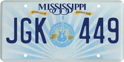 MS license plate JGK449