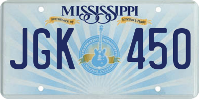 MS license plate JGK450