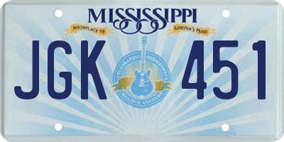 MS license plate JGK451