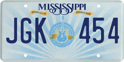 MS license plate JGK454