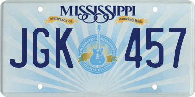 MS license plate JGK457