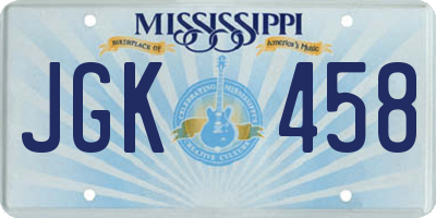 MS license plate JGK458
