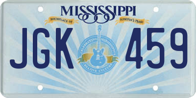 MS license plate JGK459