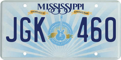 MS license plate JGK460