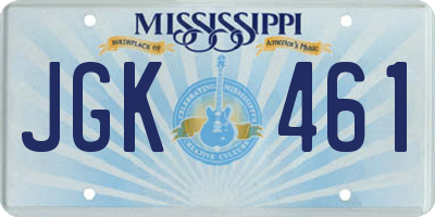 MS license plate JGK461