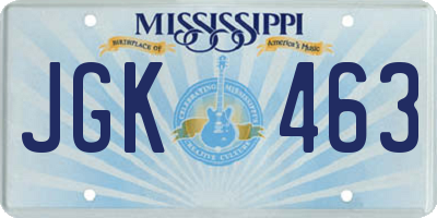 MS license plate JGK463