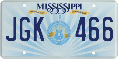 MS license plate JGK466