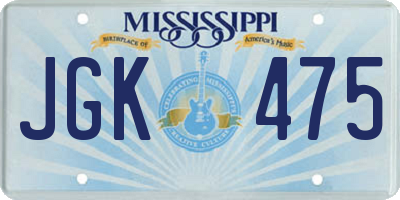 MS license plate JGK475